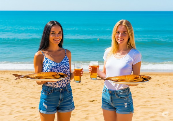 Пляжні торговці в Затоці Торговці пропонують солодощі на пляжі в Затоці